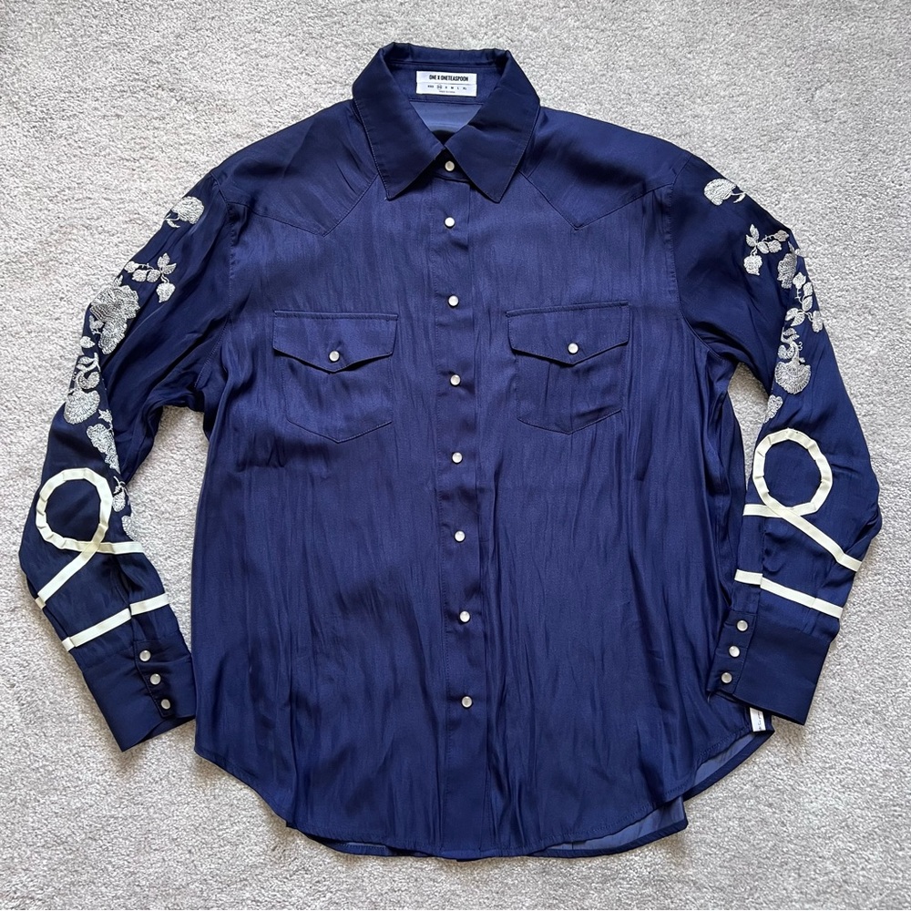 One Teaspoon San Cerena Blue Floral Western Shirt
